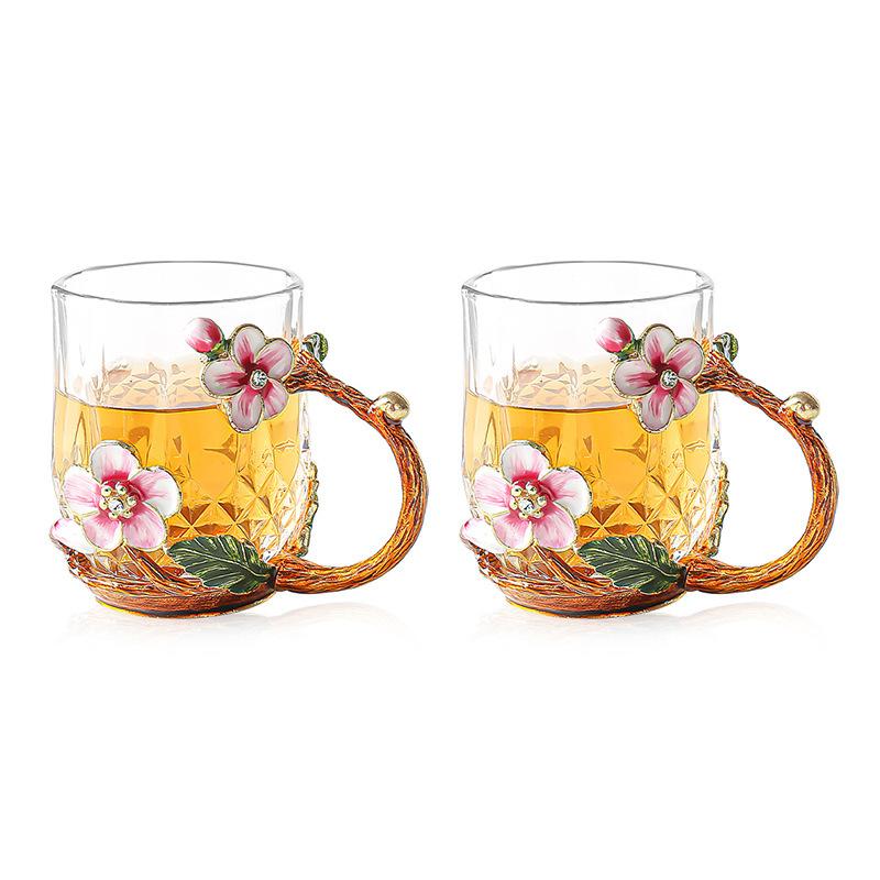 Teacup Plum Blossom Enamel Color Kung Fu Tea Set Tea Separation Teapot Small Teacup High Temperature Resistant Kettle