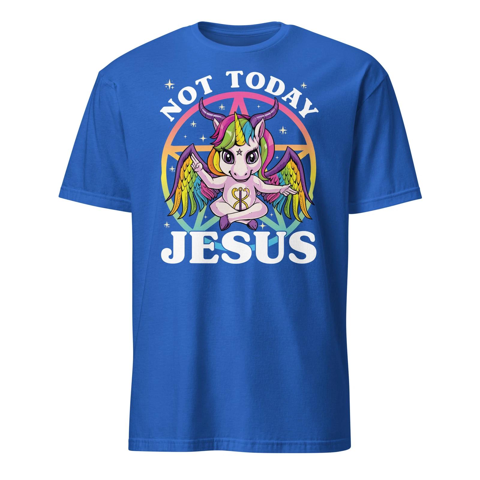 

Satanic Unicorn Not Today Jesus Satan Unicorn Baphomet Sigil T-Shirt Size S-3XL 2XL