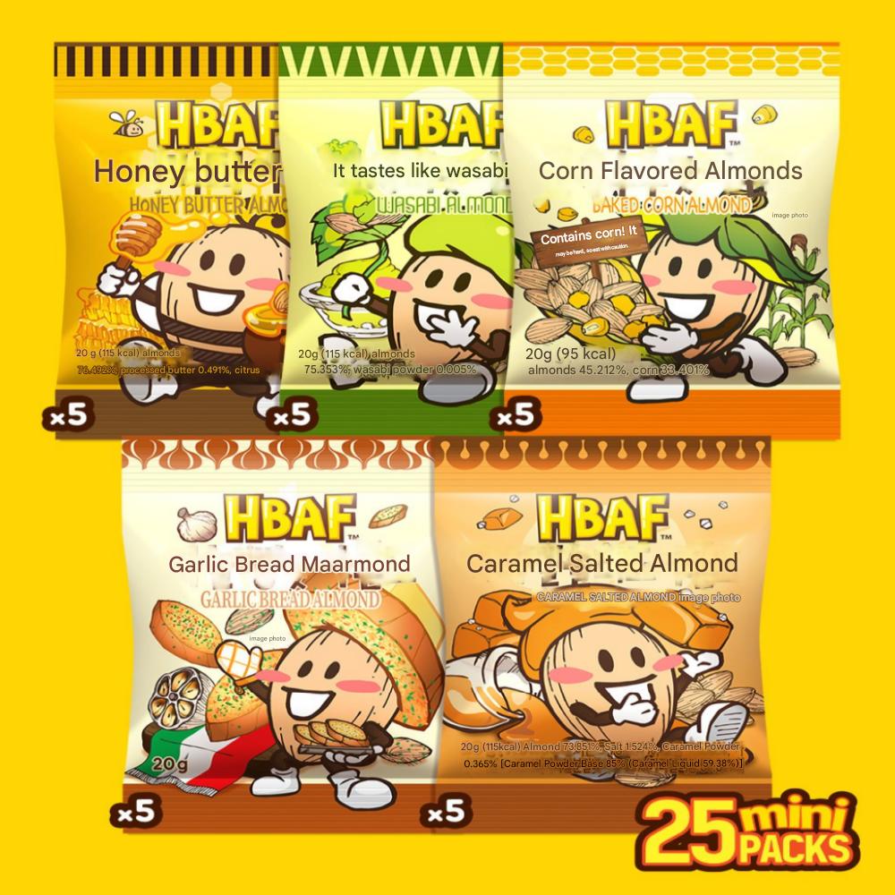 HBAF Mini Party Box Yellow 20g - 5 Types X 5 Packs, 1 Box (500g)
