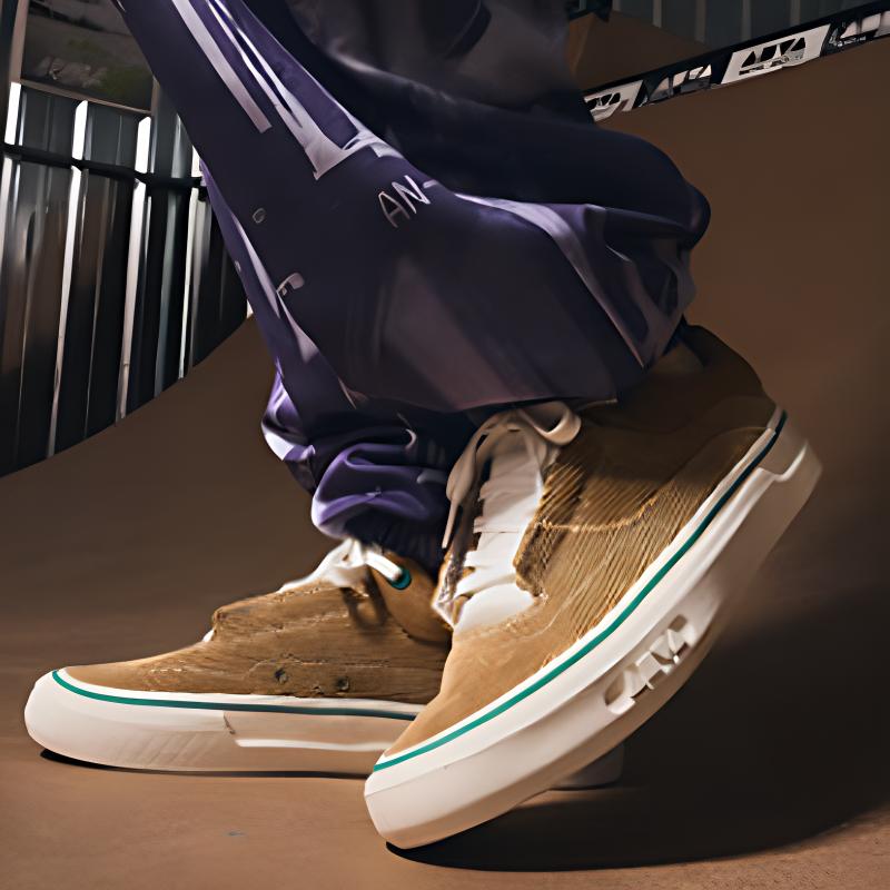 Anta Aoli MD Comfortable Versatile Non-Slip Wear-Resistant Lightweight Low-Top Skate Shoes Men Sneakers Brown 112238013-5