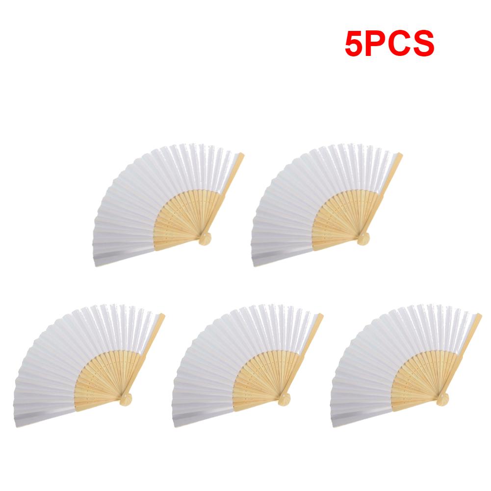1-10 szt. Weselne wachlarze ręczne Biały papier Bambusowe wachlarze składane Niestandardowe ręcznie malowane DIY Dekoracja wachlarza ręcznego Prezenty malarskie dla dzieci