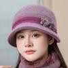 Warm Middle-aged Elderly Bucket Hat Windproof Knit Basin Cap Gift Floral Decor Hat  Outdoor