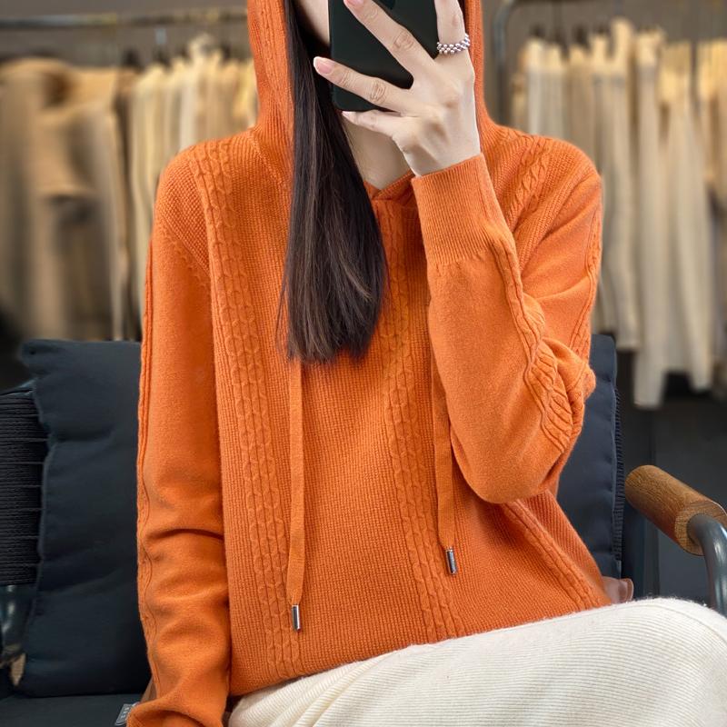 Women Knitted Hoodie Sweater MODERN NEW SAGA Winter Knitted Pullover Sweatshirt Autumn Soft Warm Wool Sweaters Female Jumper Knit Top