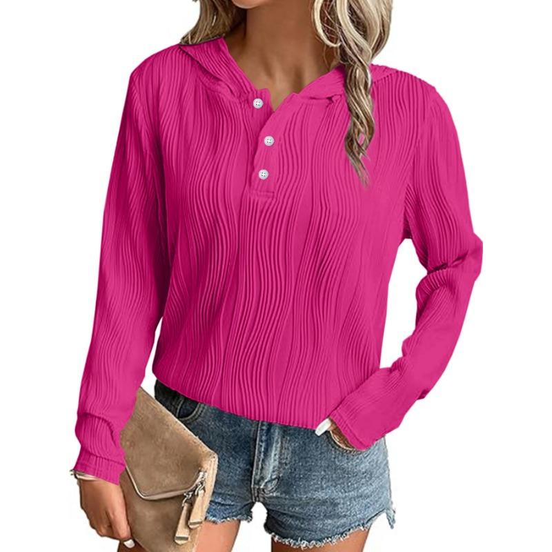 Autumn Solid Color Hooded Sweatshirt Jacket Casual Drop Shoulder Top
