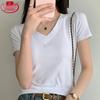 Langsheng Women's Slim Fit V-Neck Short Sleeve T-Shirt