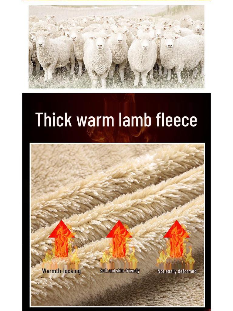 Men's Winter Fleece Lined Lambswool Coat and Pants Set - Outdoor Casual Sportswear, Plus Size Available