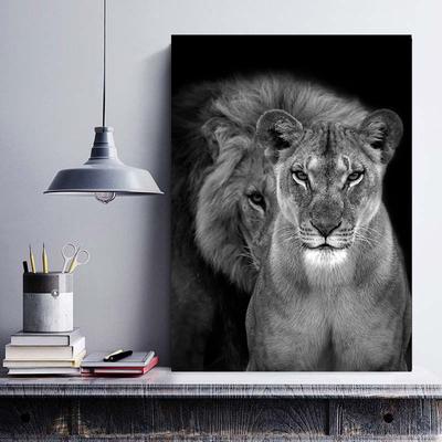 Black and White Wildlife Animals Lion Poster Canvas Painting Wall Art Pictures House Room Decor