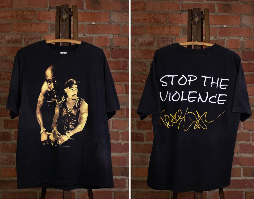 Vintage 2pac 1997 Stop The Violence Rap T Shirt Black Unisex T-Shirt S