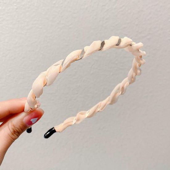 Women Headband Anti-Slip Teeth Mesh Yarn Twist Soft Braided Texture Hair Hoop Washing Face Headband Hair Accessory