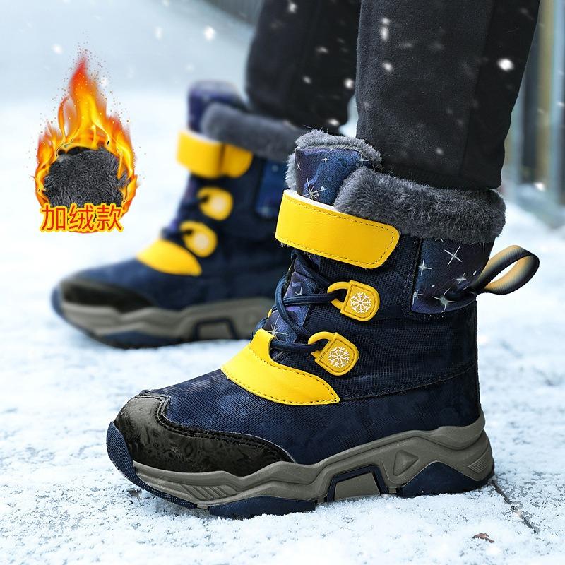Girls Snow Boots Winter Velvet Thickened Warm Baby Northeast Large Cotton Shoes Children Snow Cotton Boys High Top Shoes