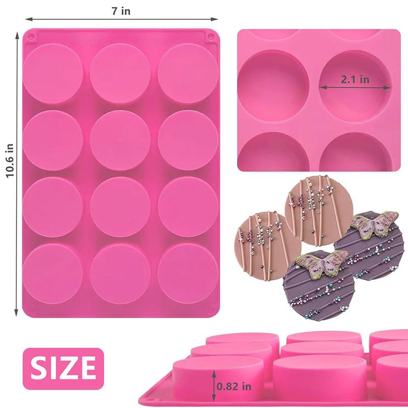 Runde Schokoladen-Keksformen Oreo Schokolade Silikonform 12-Mulden Zylinder Silikonformen für Gelee Mini-Kuchen Muffin Backen