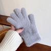 Guantes de Invierno para Mujer Estilo Coreano - Gruesos, Bonitos, de Felpa, Cálidos, de Dedo Completo, a Prueba de Frío para Ciclismo