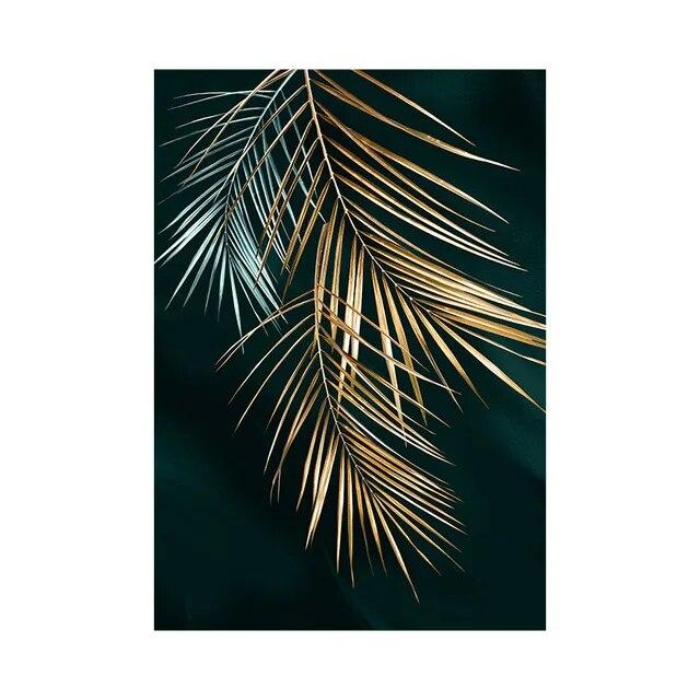 Black Gold Leaves Art Canvas Paintings Modern Plants Flowers Posters and Prints Wall Pictures for Living Room Wall Decor Cuadros