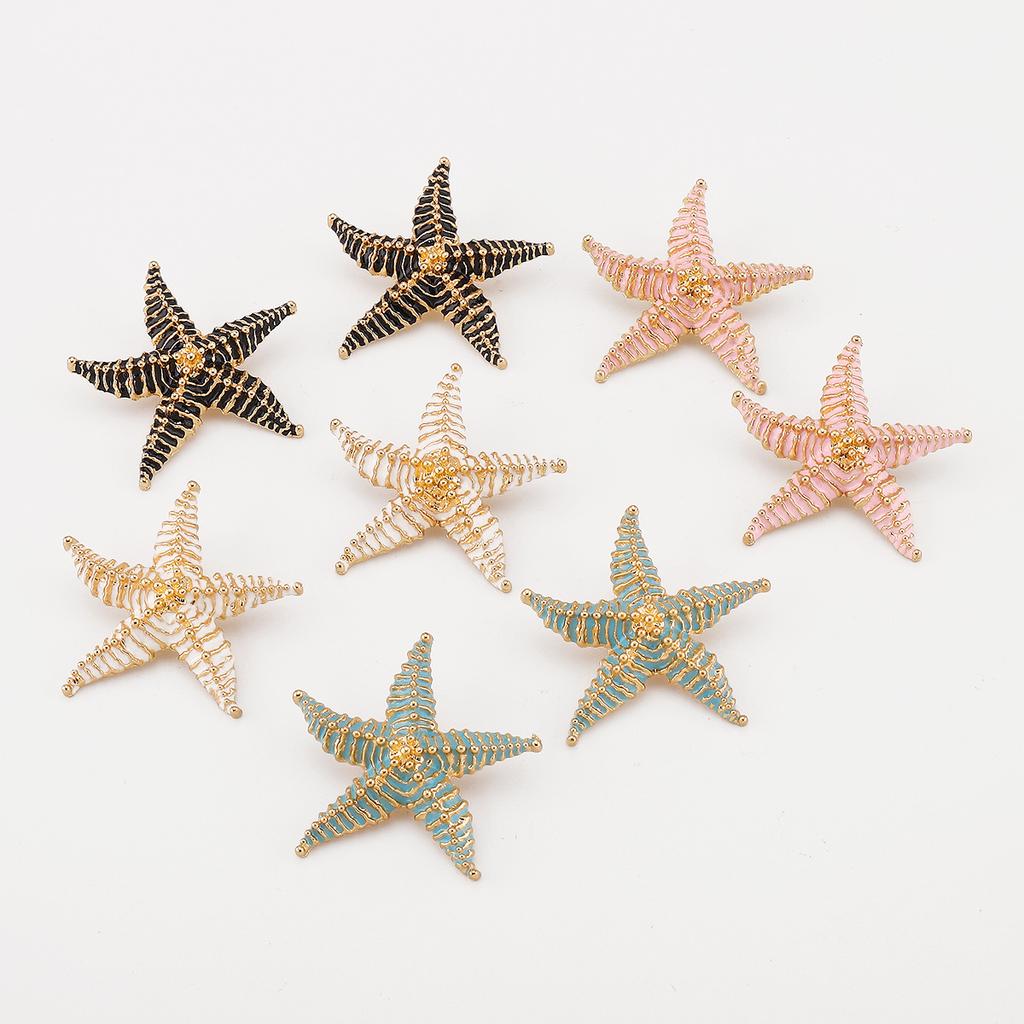European and American summer vacation style enamel starfish earrings ZA temperament beach wind starfish pendant necklace female