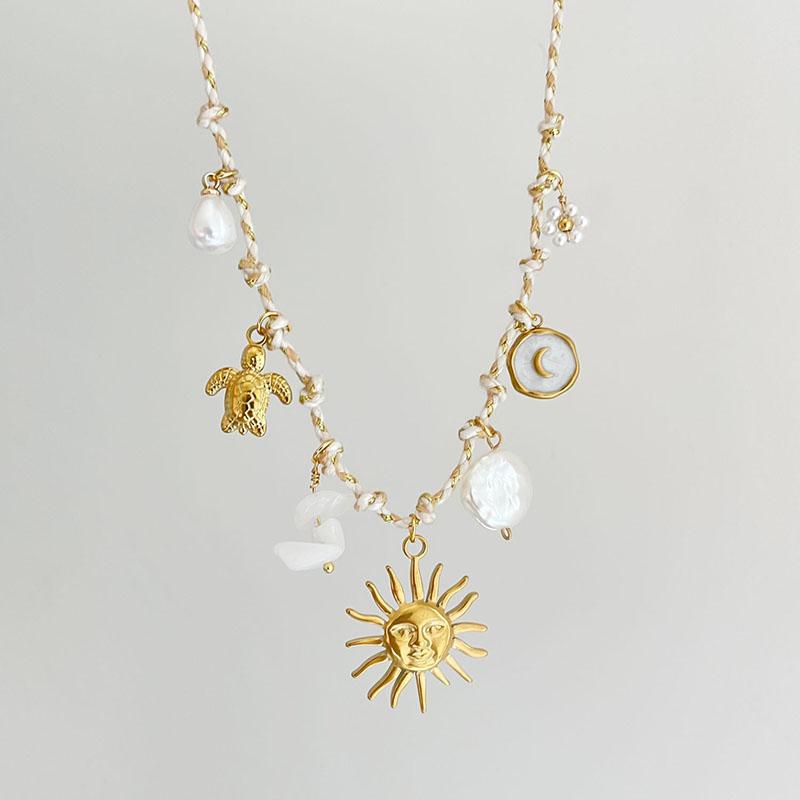 

New Vintage Woven Rope Chain Necklace Personalized Ocean Style Pendant Accessory Women Trendy Collarbone Chain Jewelry Gifts 4