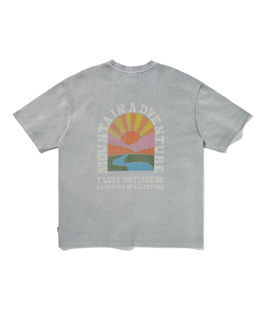 Peullukeu Sunrise Crack Pigment Short Sleeve T-Shirt Light Gray Fst738