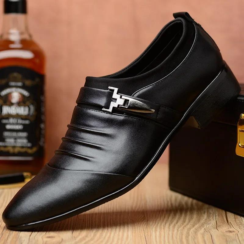 Leather Shoes Men Formal Dress Shoes Luxury Business Oxford Male Office Wedding Dress Shoes for Men Spring New 202