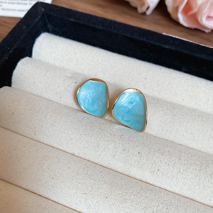 

Серебряная игла маленькие свежие синие смоляные бриллиантовые круглые серьги легкая роскошь высококачественные серьги нишевые серьги в стиле Mori