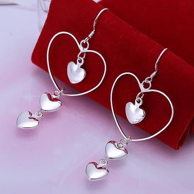 New Trend 925 Sterling Silver Earrings For Women Fashion Jewelry Love Heart Long Earrings Valentine 'S Day Gifts