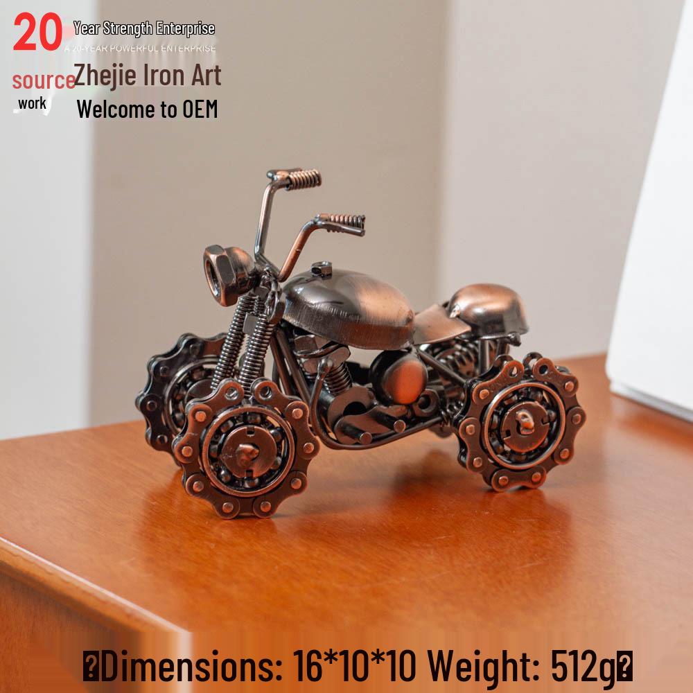 Nordic Dominator: Large Iron Chain Off-Road Motorcycle Model. Large