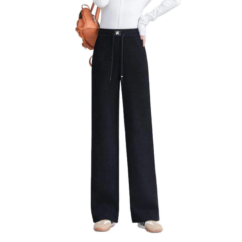 Black Wide-Leg Flare Pants for Women - 2025 Autumn/Winter Casual Fashion