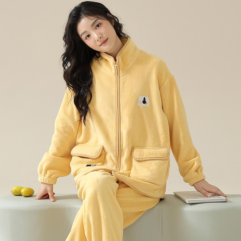 

Осенне-зимние коралловые бархатные пижамы на молнии, кардиган для мужчин и женщин, теплый бархатный домашний костюм, можно носить на улице 2XL