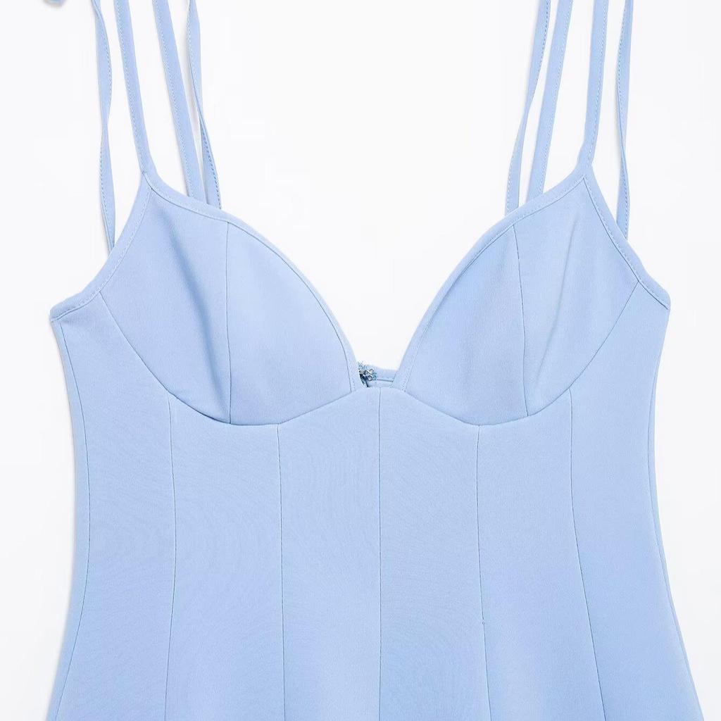 Robe Courte Mode Printemps 2025 Style Européen & Américain pour Femme avec Décoration Nœud