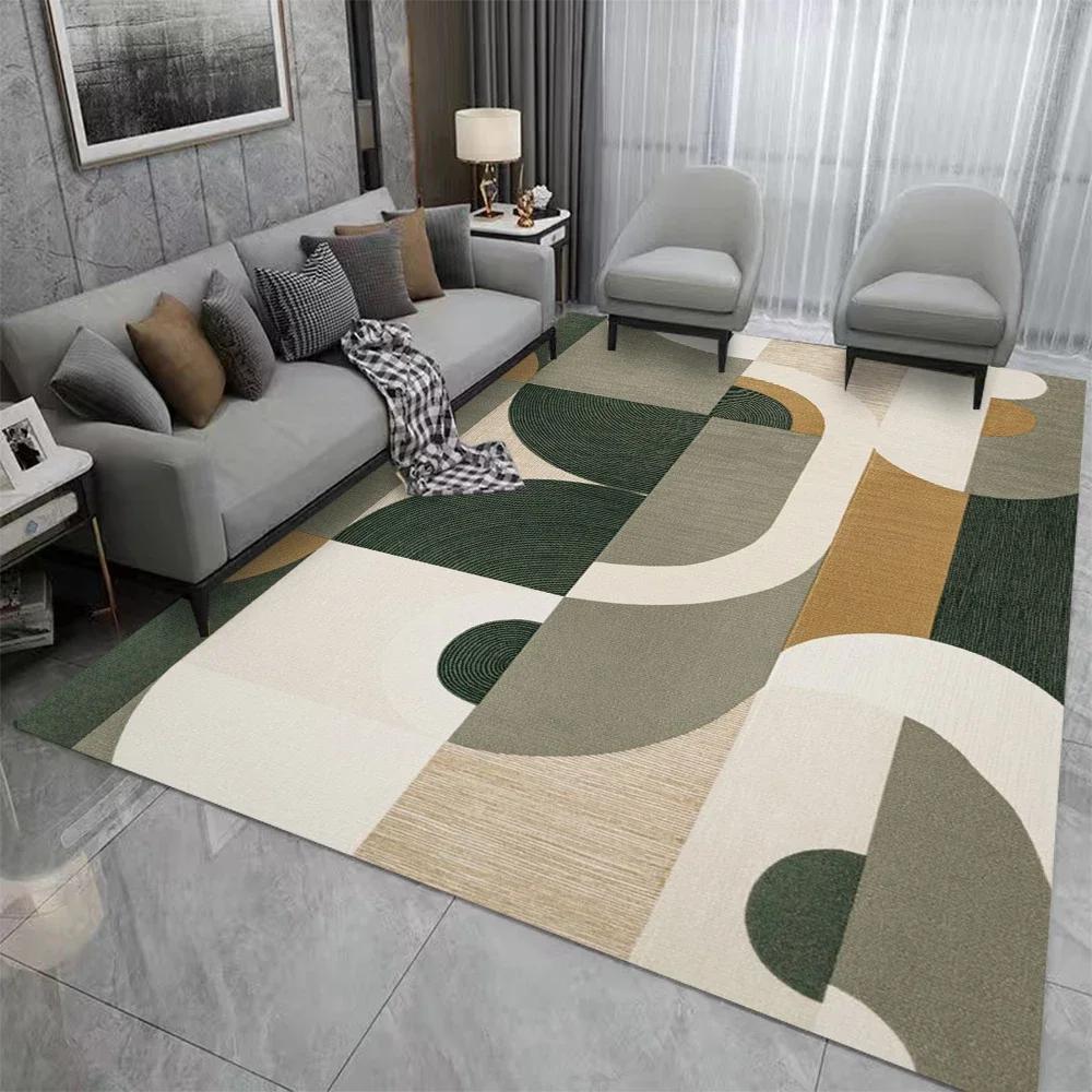 Alfombra Decorativa Abstracta Nórdica para Sala de Estar Hogar Área de Sofá Salón Alfombra Antideslizante Dormitorio Estudio Lavable Felpudo de Entrada
