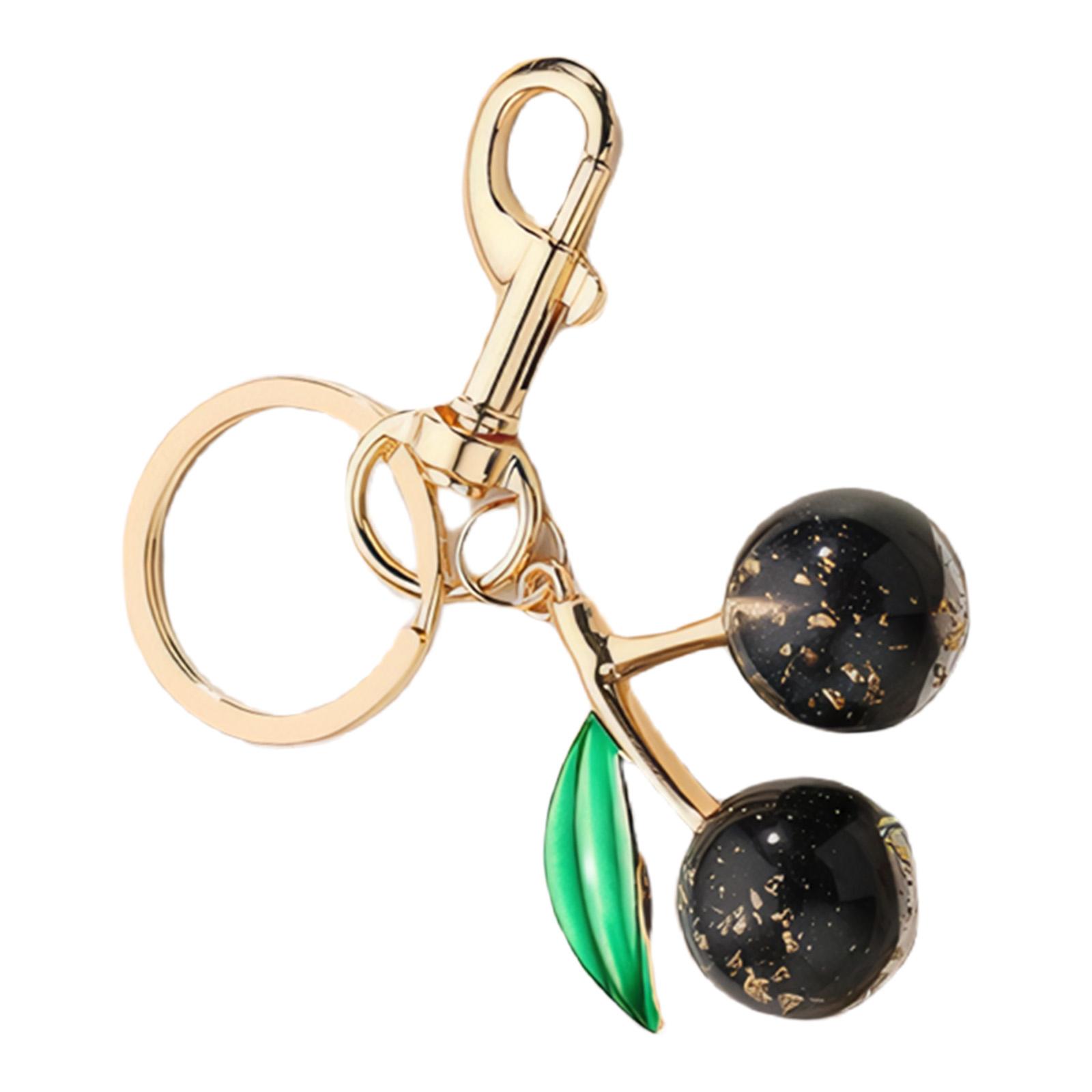 

Sparkling 3D Cherry Charm Keychain Accessory Fashionable Fruit Shape Key Rings Portable Bag Decoration for Women чорний