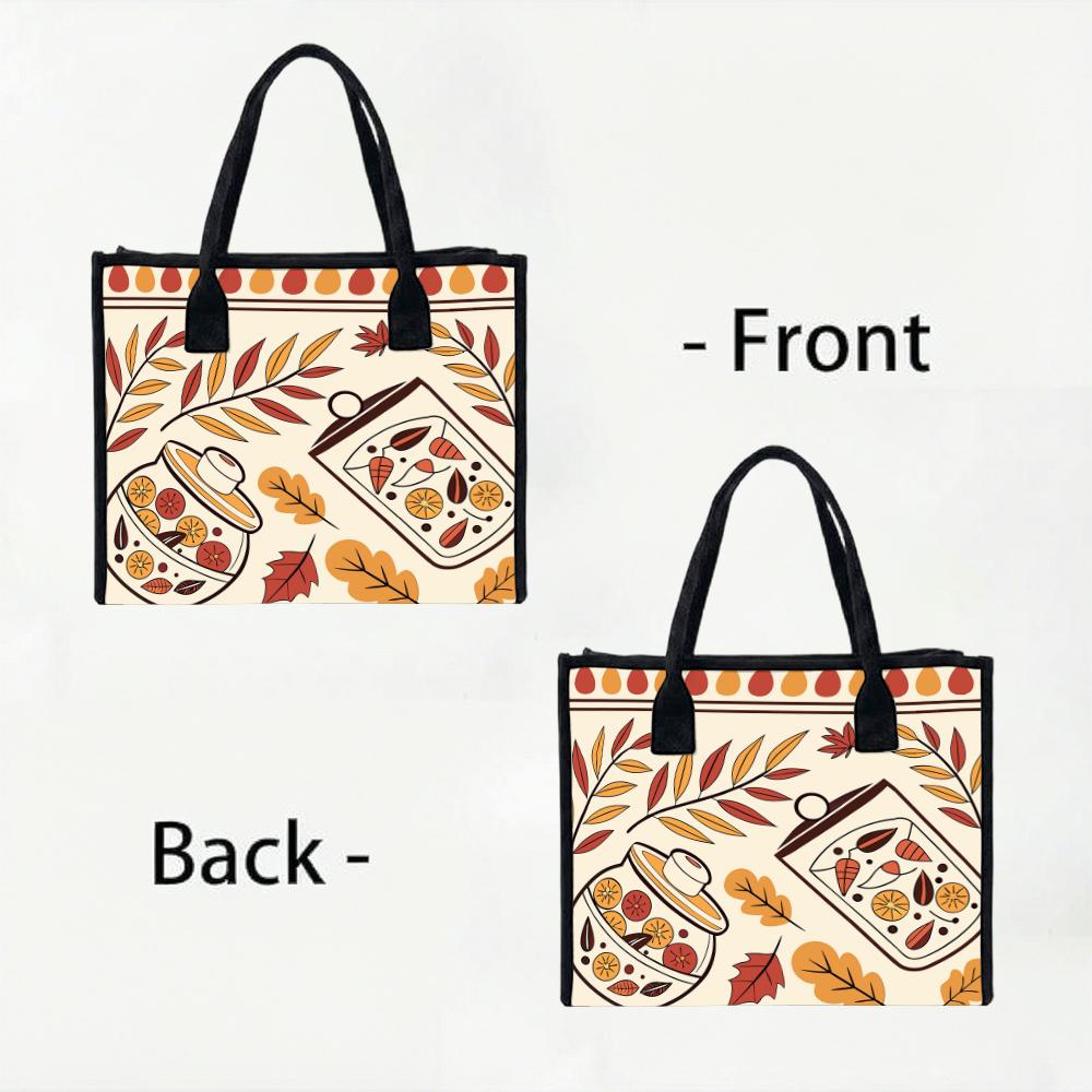 Autumn Print Large Capacity Tote Bag Casual Daily Shopping Lightweight Handbag