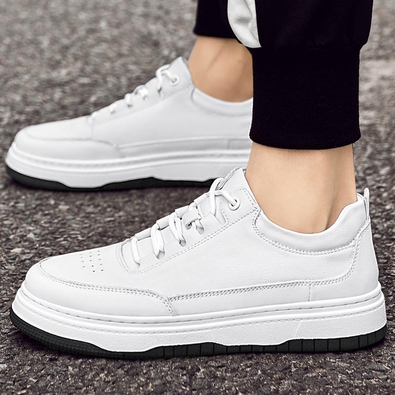 Genuine Leather Mens Breathable Sneakers All-match Men Casual Shoes High Quality Outdoor Skate Shoes Men Lace-Up Men's Footwear