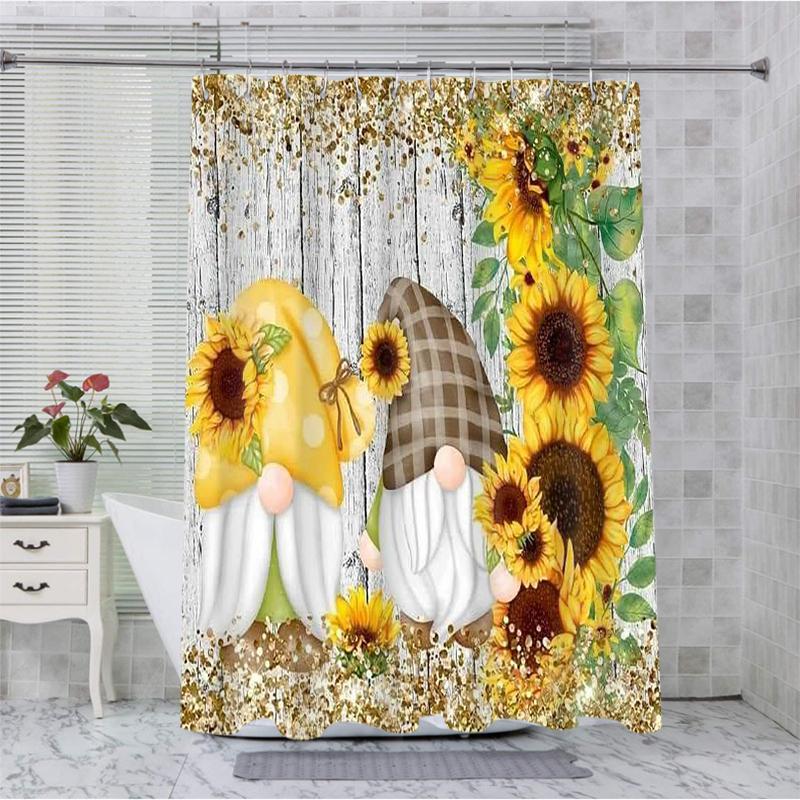 Sunflower Dwarf Bathroom  Shower Curtain Dwarf Waterproof fabric bathroom Curtain With 12 Hooks Sunflower Home Deco Free Ship
