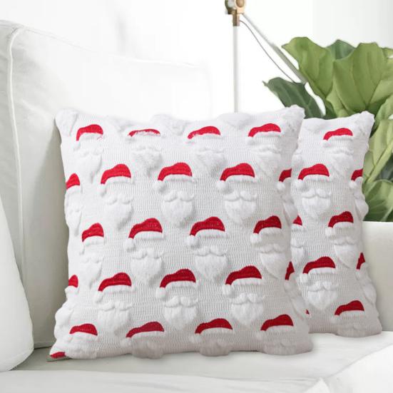 Christmas Pillowcase Festive Decorative Pillow Cover with Christmas Tree Bells Santa Claus Pattern Holiday Home Decor