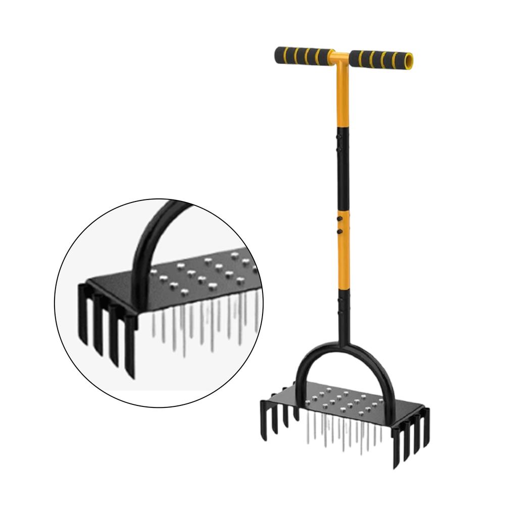 Gartenlüfter mit T-Griff und 16 Kohlenstoffstahl-Spikes Rasenlüfter für den Heimgebrauch Effizient