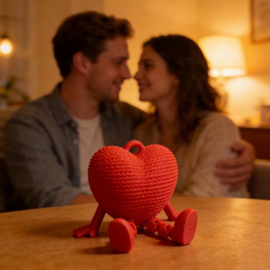 3D Printed Love Ornaments Heart Figurines Creative Woven Seated Design Home Decor Valentine's Day Gift Decorative Sculptures Desktop Accent