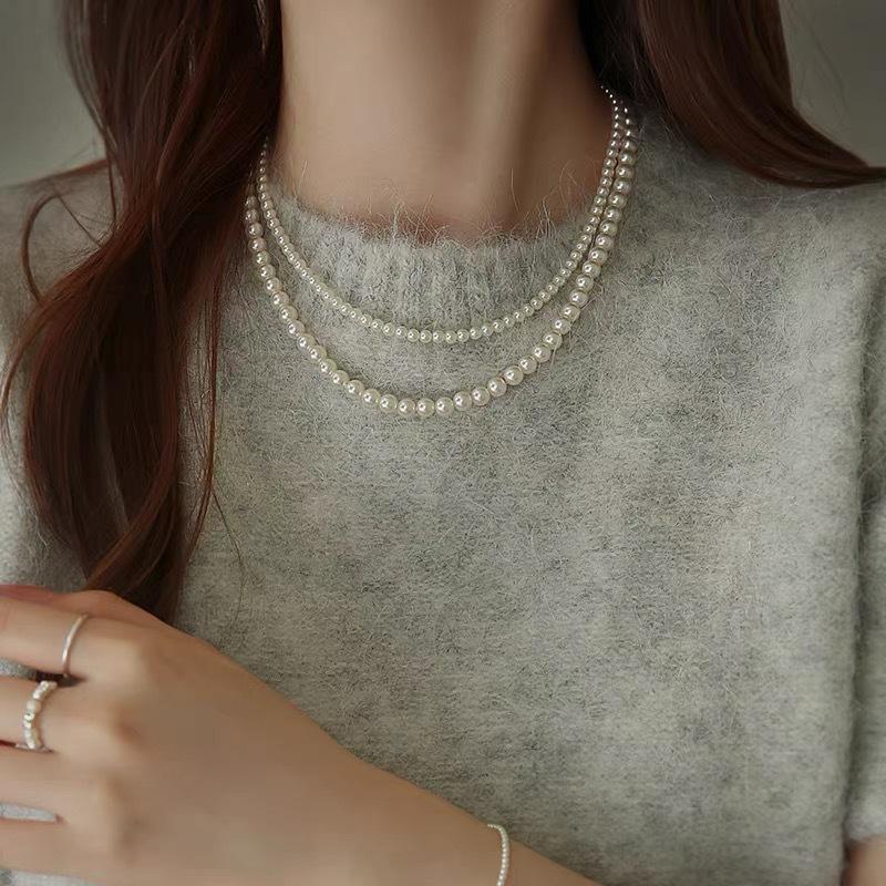 Pearl Necklace French Style Elegant High-End Collarbone Necklace Versatile Simple Choker Accessory