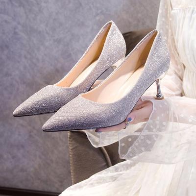 334Fashion tek ayakkabı yeni sivri moda sığ ağız ince topuk kollu ayak profesyonel yüksek topuklu kadın ayakkabıları