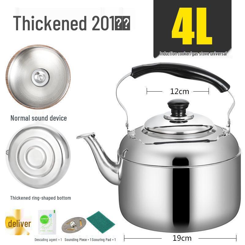Stainless Steel Large-Capacity Whistling Kettle for Gas Stove - Electric Teapot & Water Boiler for Home