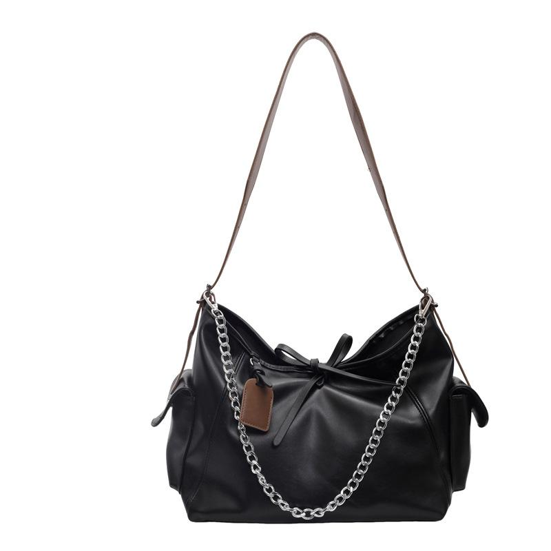 

Crossbody fashion texture niche simple versatile tote bag women commute to work large capacity shoulder bag коричневий