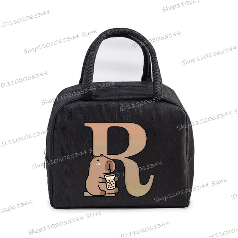 1Pc Cartoon Capybara Alphabet Portable Lunch Bag Women Men Portable Food Insulation Package Funny Capybara Letter Kid Lunch Bags