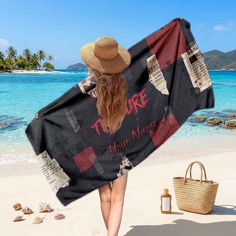 The Cure Customized Name Text Beach Towel, Soft Absorbent Towel Beach Pool Travel Personal Gift