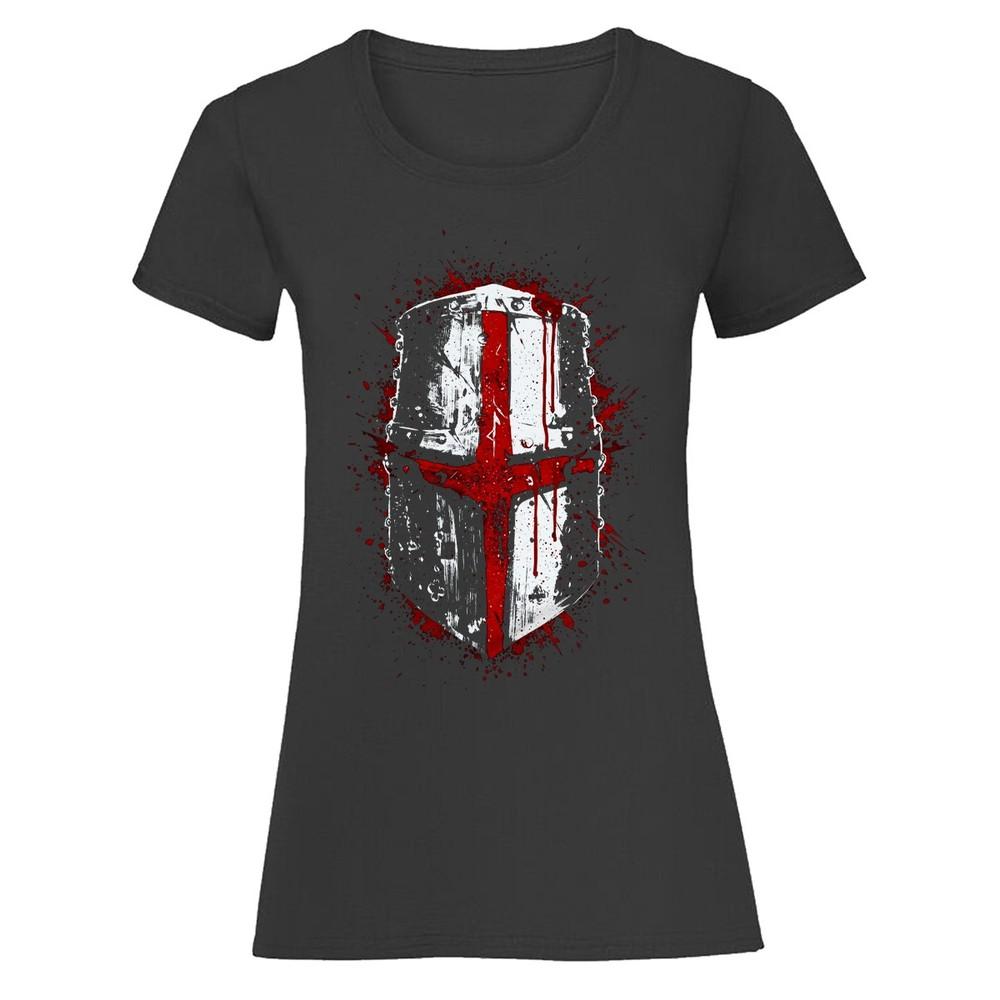 

Crusader Helmet Medieval History Womens T-Shirt Knight Themed Tee L