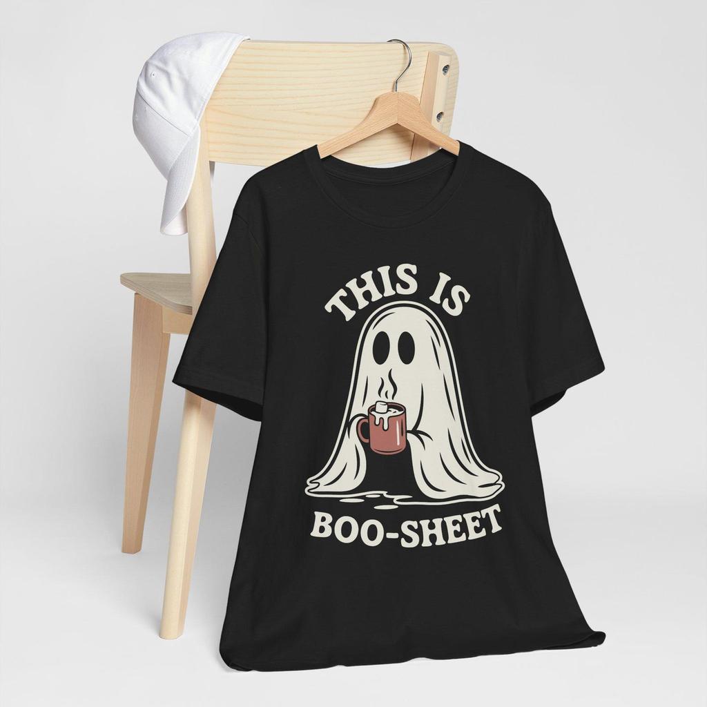 This Is Boo-Sheet Ghost Shirt, Funny Hot Cocoa Spooky Tee, Sarcastic Halloween Anti-Social Gift, Cozy Goth Dark Humor