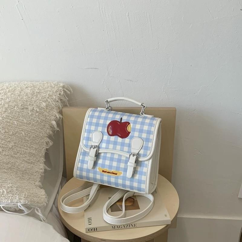 

Узор Яблочная клетка Сумка-тоут Рюкзак с застежкой-пряжкой для девушки для повседневных выходов белый