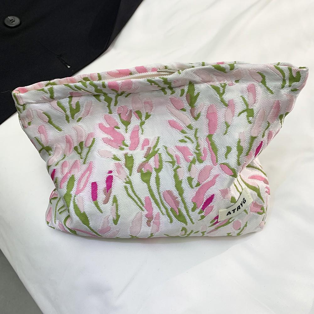 Sweet Tulip Canvas Cosmetic Bag - Portable, Large Capacity Wash Clutch
