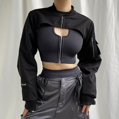 Korean Tops Casual Fashion Style Minimalist Short Jacket for Women Stand Collar Long Sleeve Casual Streetwear Jackets Female