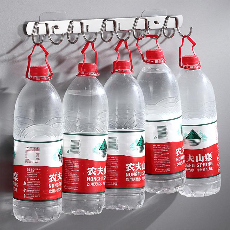 10 Row Kitchen Wall Hook Stainless Steel Utensils Storage Rack Punch Free Spatula Spoon Hanging Hook Bathroom Coat Towel Hook