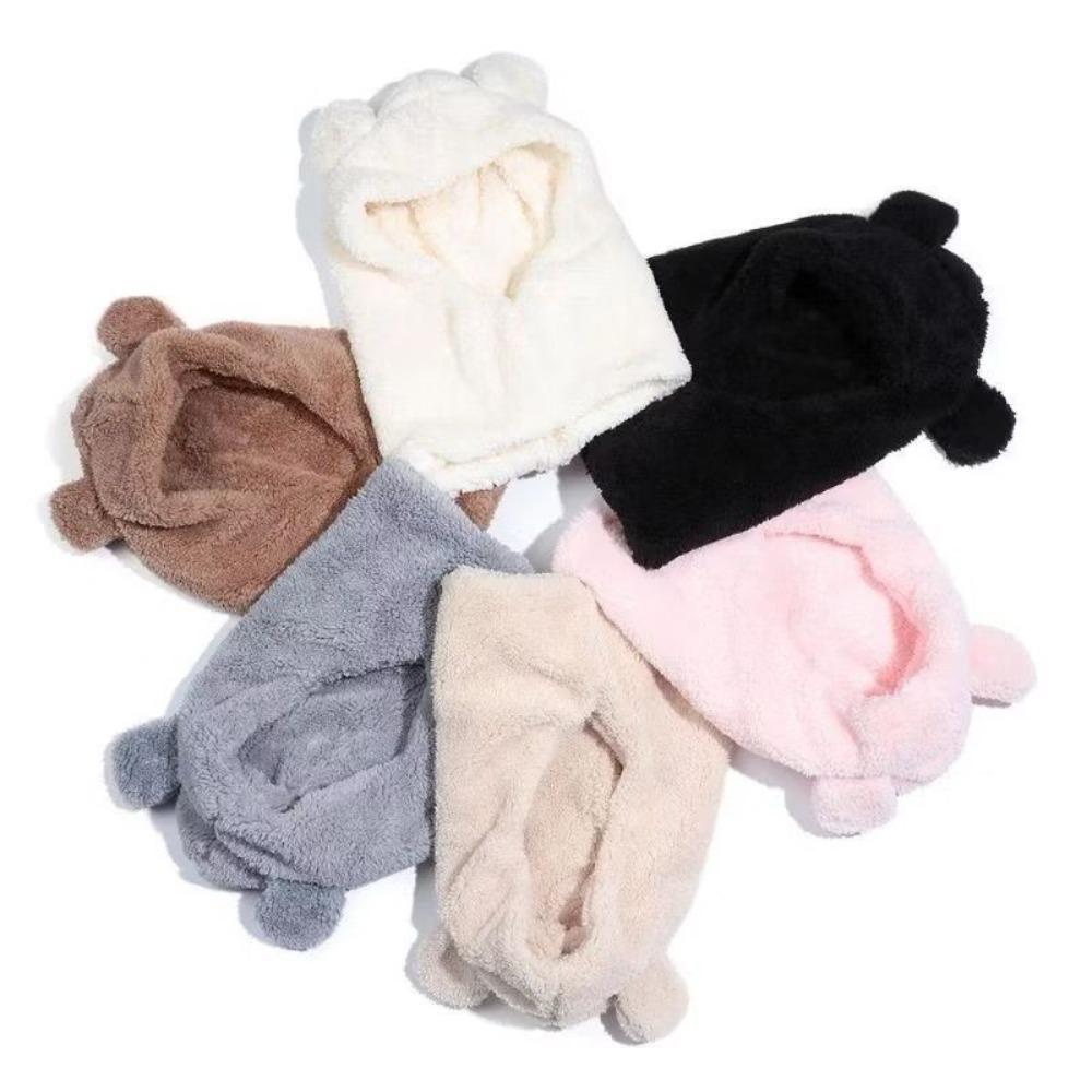 Windproof Bear Ear Hat Scarf Cute Plush Hat Scarf Casual Winter Warm Hedging Cap Outdoor