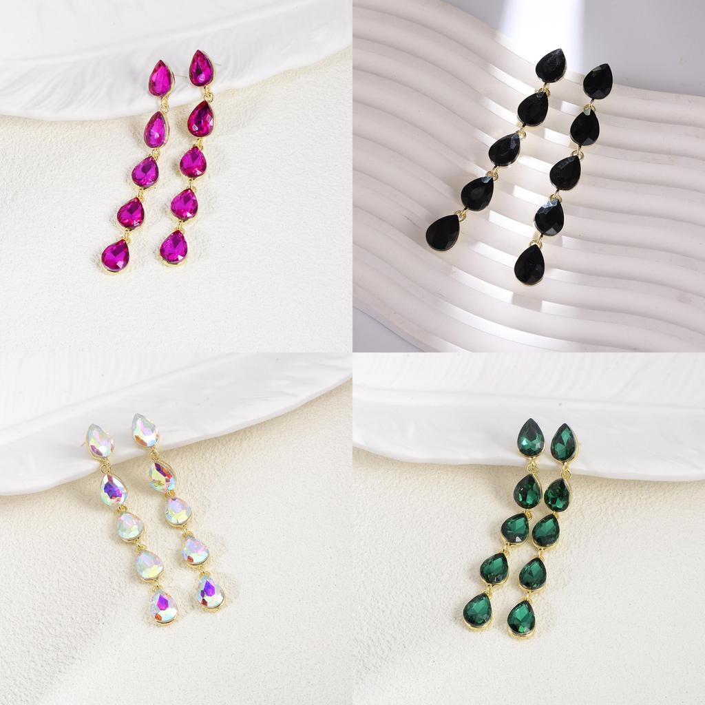 Water Drop Earrings Silver Long Dangle Jewelry For Women Gift