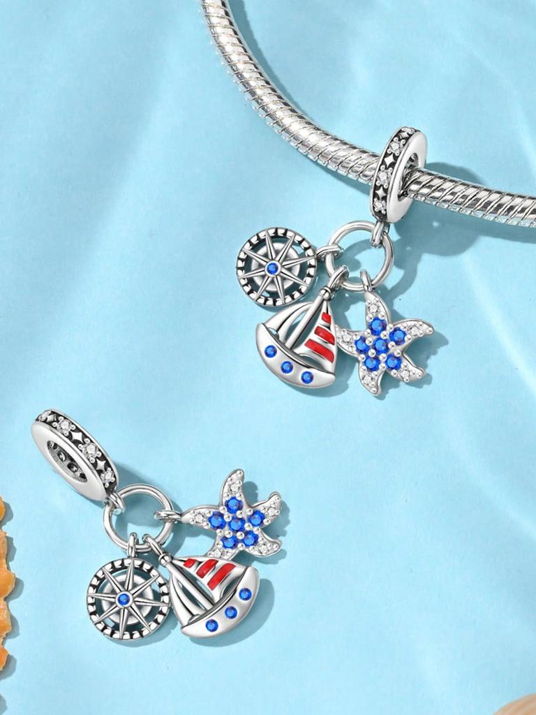 Charms Plata Travel Suitcaseair Balloon Bead Copper Plated Fit Charms Copper Original Bracelet For Jewelry Making Diy Charm